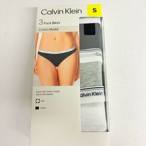 Calvin Klein Cotton Modal Bikini Set - Black, Gray, White Size Small